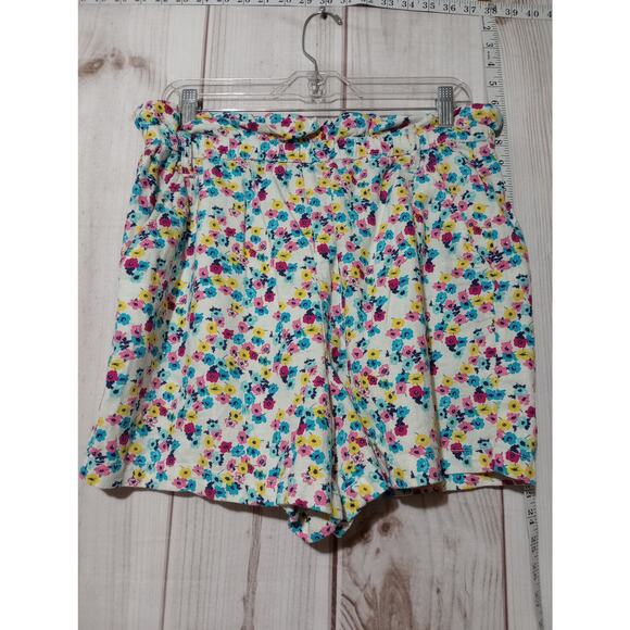 A.N.A Shorts‎ Womens Large Linen High Rise Elastic Waist Floral Pockets Summer - Picture 1 of 8